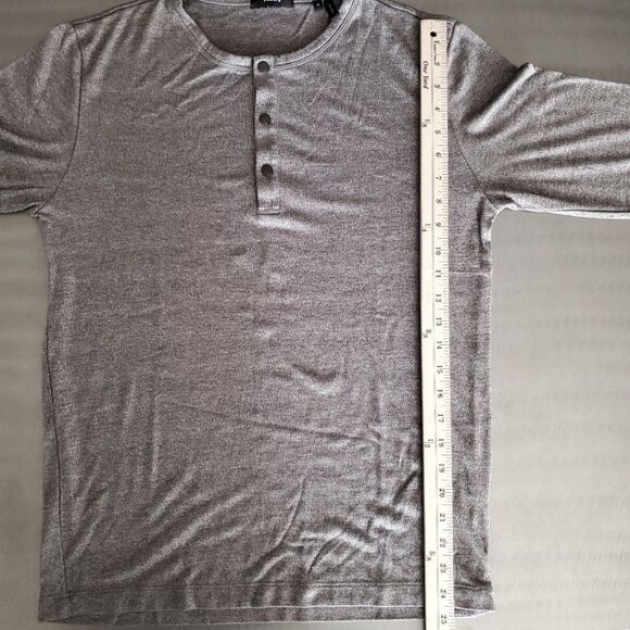 Theory Snap Henley Shirt in Modal Jersey Long Sleeve Relaxed Fit Gray Medium - Picture 7 of 11